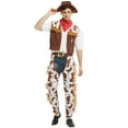 thumbnail image 5 of Celivon Cowboy Outfits For Men 5 Piece Hat+Scarf+Vest+Tshirt+Fringe Leg Warmer Set Vintage Texas Western Cowboy Themed Sets Casual Loungwear Dailywear, 5 of 7
