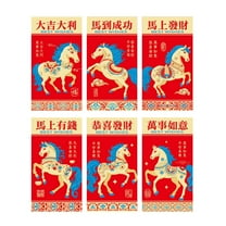 Chinese New Year Red Envelopes - 2026 New Years Eve Party Supplies | New Years Decorations - Lunar New Year Envelopes | Chinese New Year Gifts - Lunar New Year Gifts | Red Envelope Horse, 6PCS