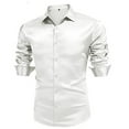 thumbnail image 2 of Men's Luxury Shiny Silk Like Satin Button Up Dress Shirts, 2 of 5