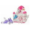 Plush Unicorn Castle with Animals - Five (5) Stuffed Animal Unicorns in Play Carrying Castle Case - White