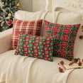 thumbnail image 5 of 2PCS Christmas Plaid Decorative Throw Pillow Covers Snowflake for Sofa Farmhouse Decor，12x20 Inch, 5 of 12