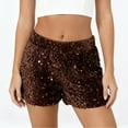 thumbnail image 4 of HXWCHs High Waist Sequin Bodycon Denim Hot Pants for Women Party Night Out and Daily Wear S Brown, 4 of 4