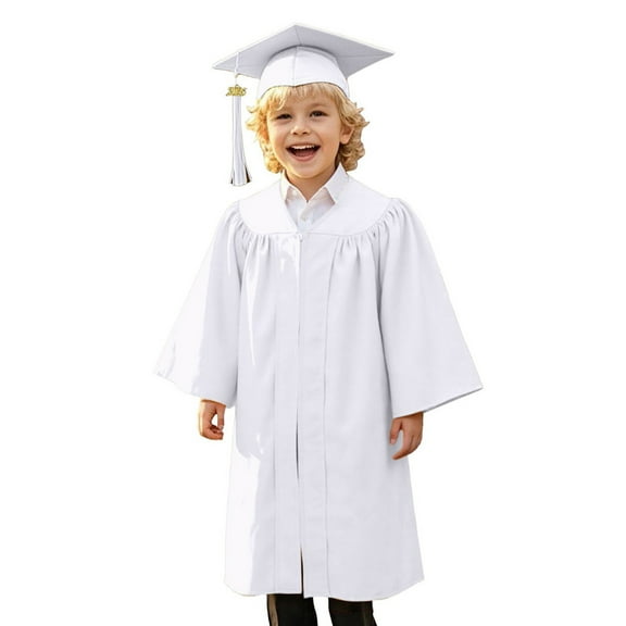 Toddler Kindergarten Graduation Cap and Gown Graduation White Cap and Gown for Kindergarten Kids Ceremony Party Gift