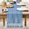 thumbnail image 6 of Boho Table Runner Macrame Farmhouse Woven Cotton Linen Rustic Table Runner with Handmade Tassels for Home Decor Dining Fall Thanksgiving 13x72 inches, 6 of 6