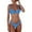 Blue, variant on Women's Solid Scoop Neck Push Up Padded Brazilian Thong Bikini Swimsuit Bathing Suit