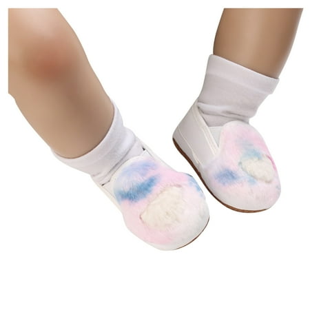 

Baby Girls Shoes Non-Slip Furry Shoes Soft First Walking Shoes Princess Shoes