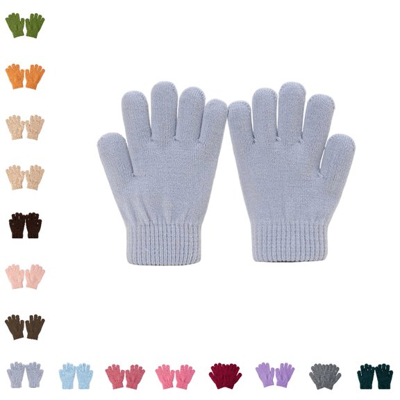 GPOECD Winter Gloves Kids Full Finger Warm Mittens for Boys and Girls Cute Five Finger Design Cold Weather