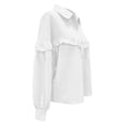 thumbnail image 4 of Women Button Down Dressy Shirts Collared Puff Long Sleeve Ruffle Tops Ladies Fall Elegant Casual Fashion Work Shirt S-XXL, 4 of 6