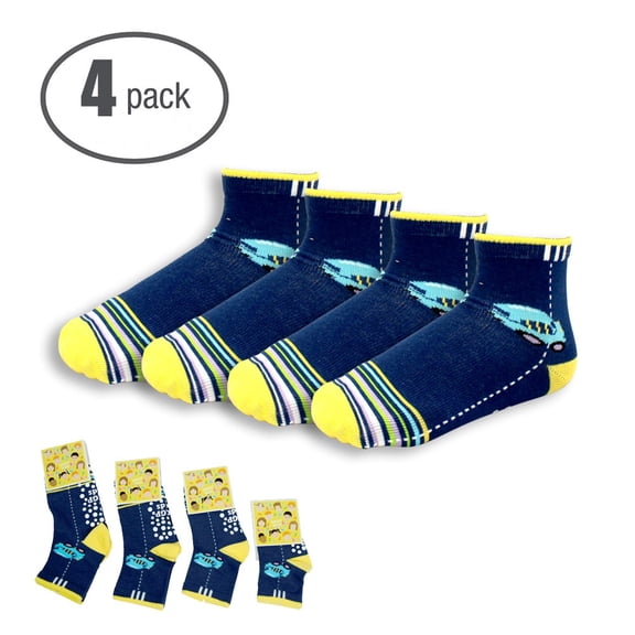 DKGP-Kids Socks Non-Slip Lovely Car Cotton Socks (4 Pair)