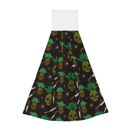 

Zufioo Pineapples Print Coral Fleece Velcro Hand Towel Hangable Absorbent Hand Towel Suitable for Kitchen Bathroom Household Items