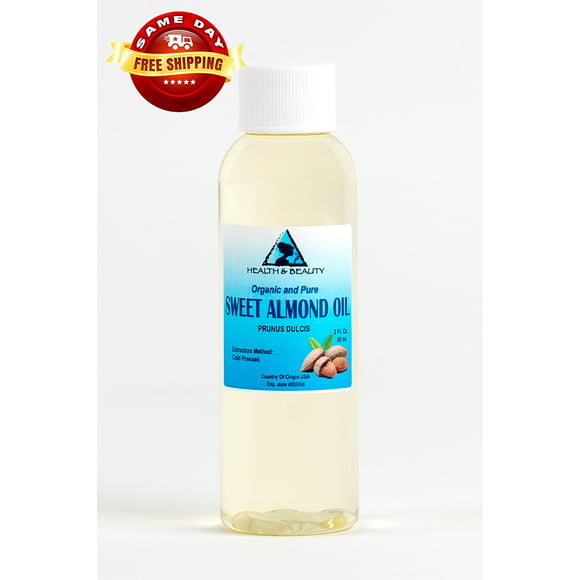 Sweet Almond Oil Refined Organic Carrier Cold Pressed 100% Pure 2 oz