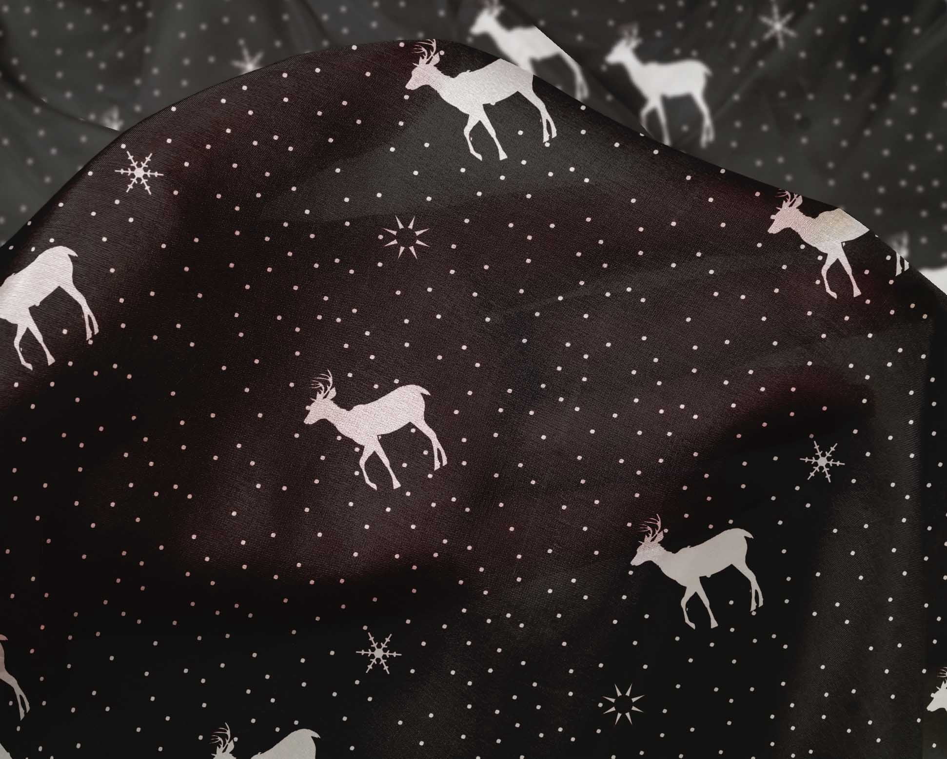 oneOone Silk Tabby Black Fabric Christmas Dress Material Fabric Print Fabric By The Yard 42 Inch Wide