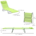thumbnail image 3 of Outsunny Outdoor Lounge Chair, Portable Adjustable Reclining Seat Folding Chaise Lounge Patio Camping Beach Tanning Chair Bed with Pillow, Green, 3 of 10