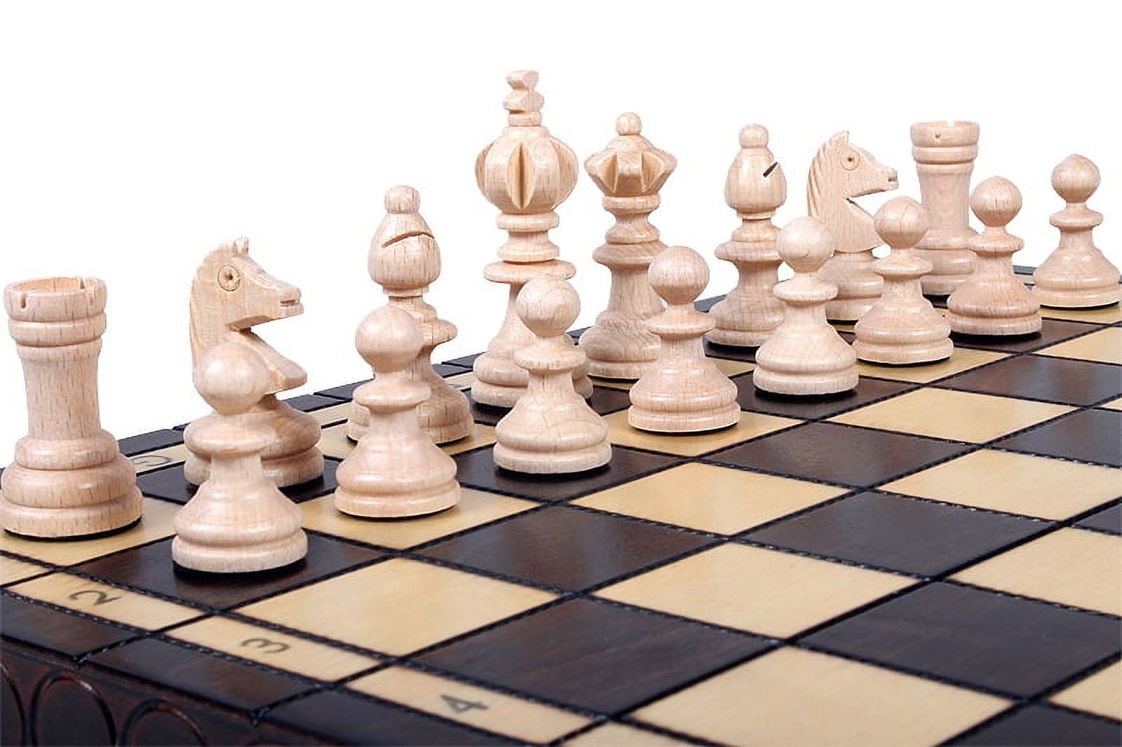 The Ares - Stylish European Chess Set with 14 inch  Chess Board that Folds for Chess Piece Storage