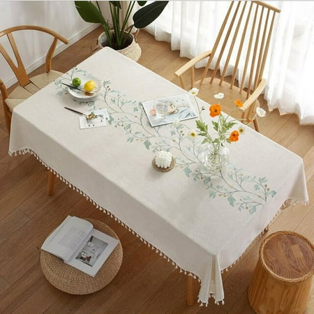 

UMMH Decorative Linen Tablecloth With Tassel Waterproof Oilproof Thick Rectangular Wedding Dining Table Cover Tea Table Cloth