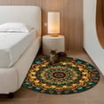 thumbnail image 3 of Bohemian Flower Round Area Rug 4 FT, Non Slip Indoor Outdoor Rug, Colorful Yellow Boho Rustic Tribal Washable Soft Circular Carpet Non-Shedding Floor Mat for Coffee Table Nursery Foyer Balcony, 3 of 8