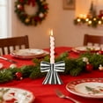 thumbnail image 4 of YOHAVEN 4.61"x4.21"x1.5" Bow Shape Christmas Candle Holder for Tealights Table Mantel Countertop, Holiday Centerpiece Decor, Christmas Decorations Indoor, Christmas Decor, 4 of 6