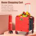 thumbnail image 4 of Utility Cart, Adjustable Pull Rod Rolling Crate 80KG 177LB Bearing TPE Rubber Wheel 55L Quiet Moving  for Camping, 4 of 8