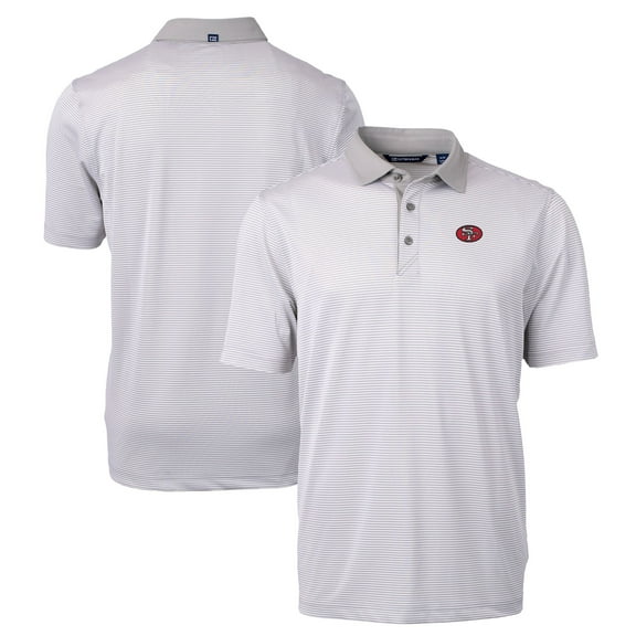 Men's Cutter & Buck Gray San Francisco 49ers Big & Tall Virtue Eco Pique Micro Stripe Recycled Polo