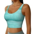 thumbnail image 2 of Gukieu Blue And Turquoise Print Women's Sports Vest, Low-neck U-shaped Removable Pad Sports Bra for Yoga, Exercise, Dance-Medium, 2 of 8