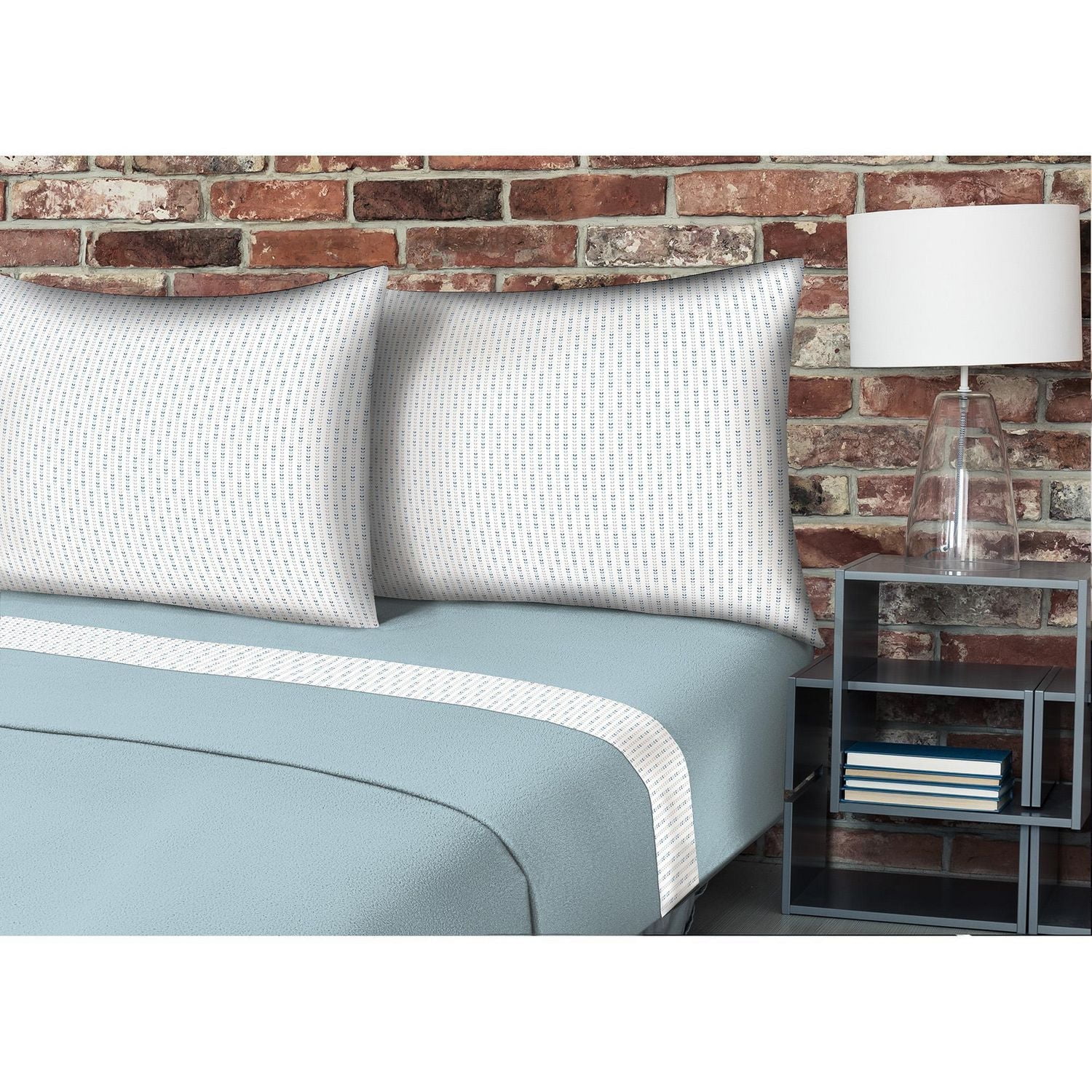 Safdie & Co. Sheet Set Therapeutic 4PC Q Shadow Blue Small Leaves