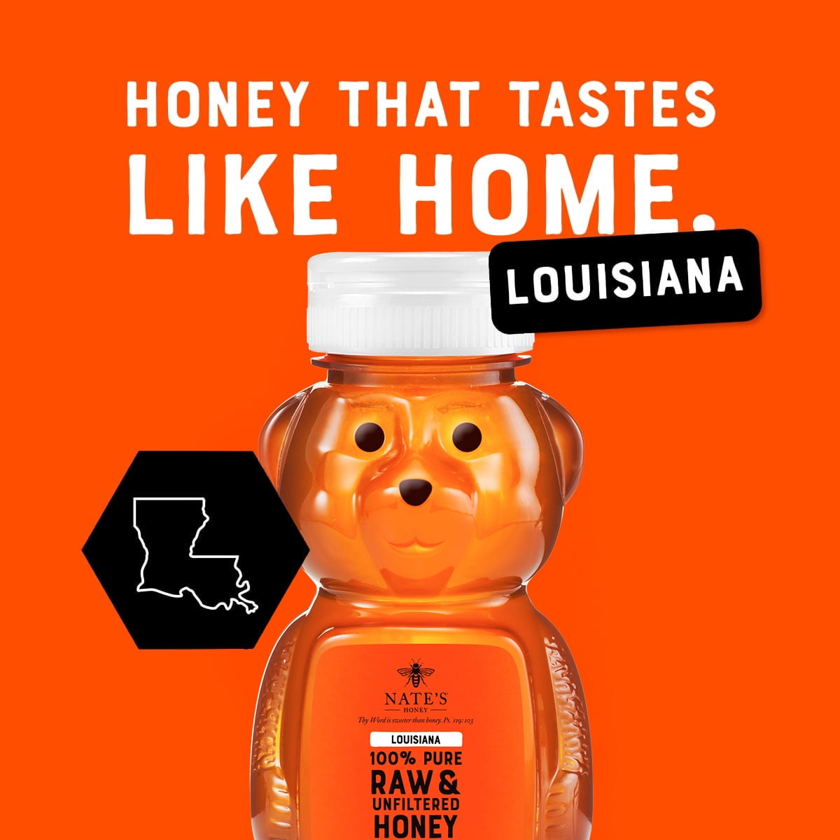 Nate's Louisiana Honey: 100% Pure, Raw and Unfiltered Honey - 12 fl oz Bottle