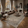 thumbnail image 4 of BERTHMEER Vintage Large Area Rugs 8’x10' Clearance for Living Room Bedroom Office Dining Room Farmhouse Brown Oriental Rugs Non Slip Traditional Distressed Rugs, 4 of 7