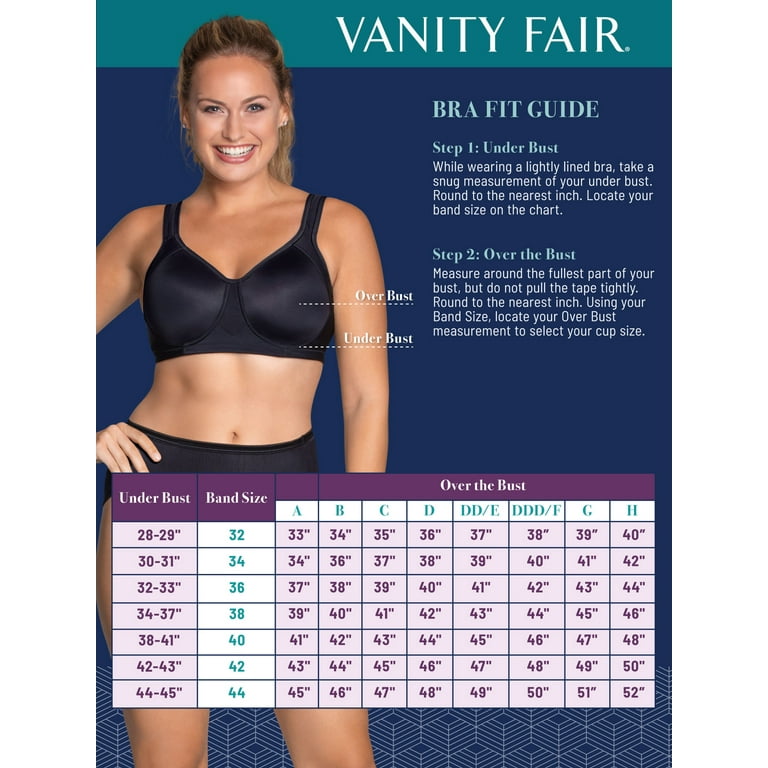 Vanity Fair Womens Sport Medium Impact Wireless Bra 71500 - Midnight Black  - 44b : Target