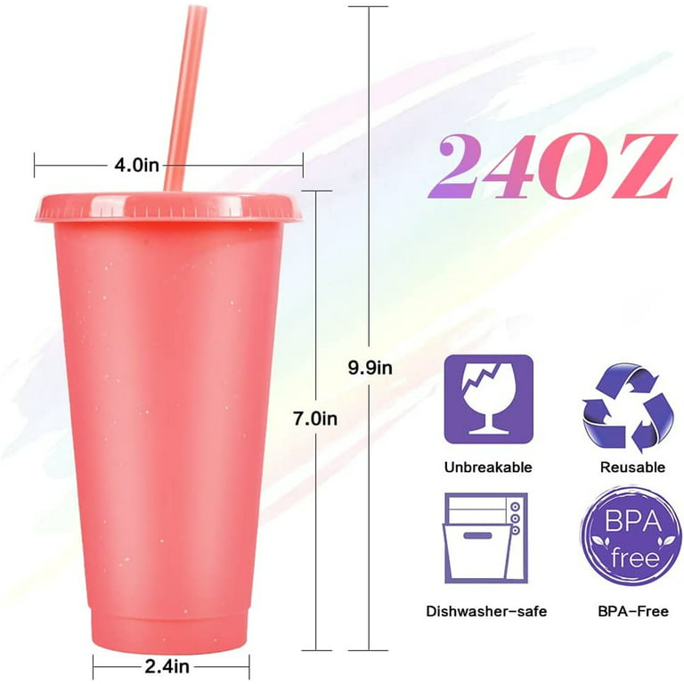 Casewin 24 oz Cups with Lids and Straws Glitter Tumbler with Straw