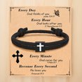 thumbnail image 4 of BLEEUS Braided Rope Cross Bracelet Christian Bracelet For Men Boy Gifts (Black B) Christmas Essential (Black B), 4 of 10