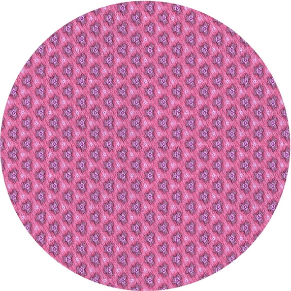 Ahgly Company Machine Washable Indoor Round Transitional Hot Deep Pink Area Rugs, 7' Round