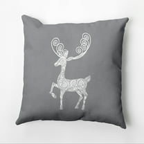 16" x 16" Simply Daisy Fancy Holiday Reindeer Polyester Accent Pillow, Grey (1 Count)
