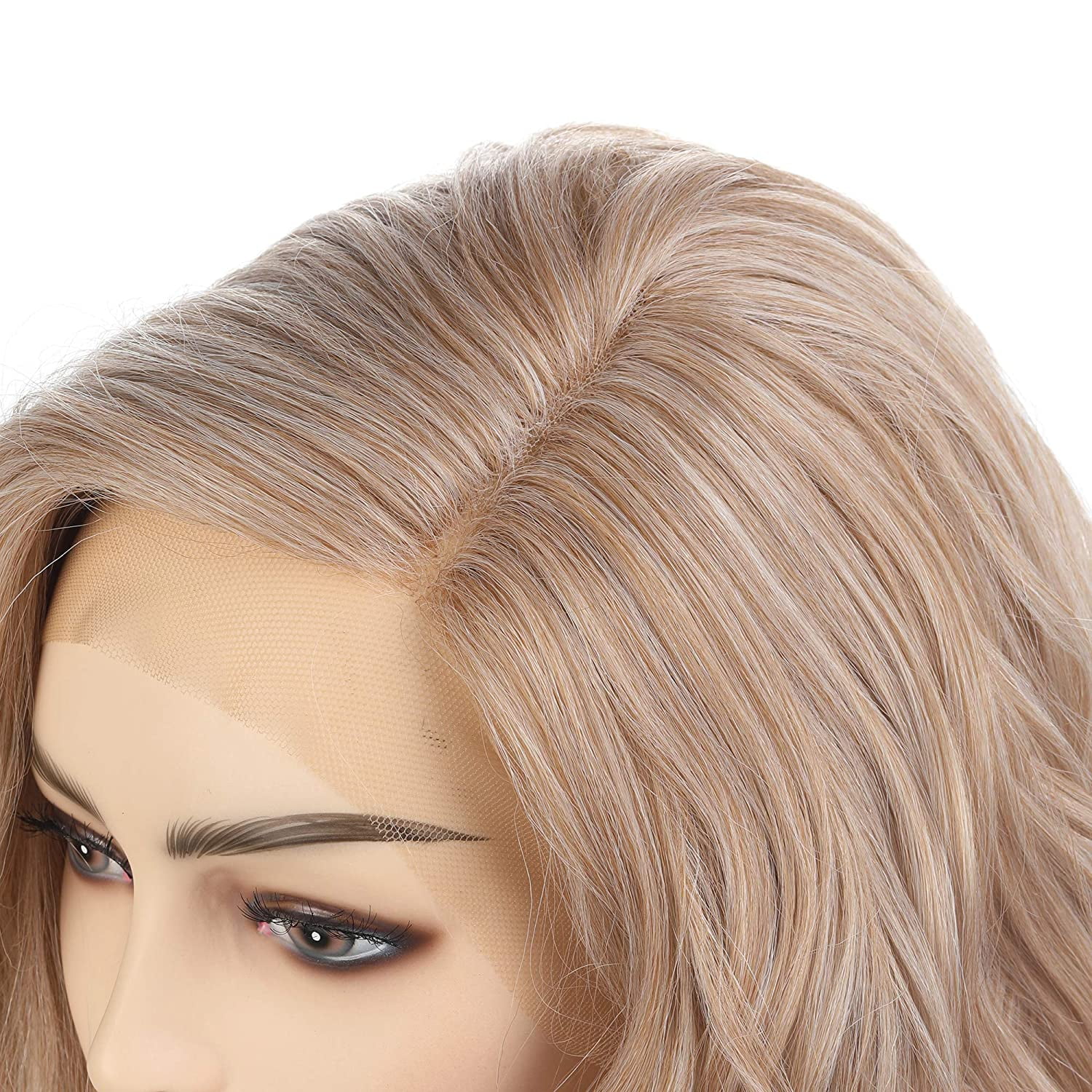 Onedor Side Part Blonde Blended Lace Front Short Wavy Hair Bob Wigs for Womens (M266)