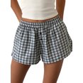 thumbnail image 2 of Yunliwuli Women's Summer Casual Pajama Shorts Elastic Band Loose Fitting Plaid Lounge Shorts, 2 of 10