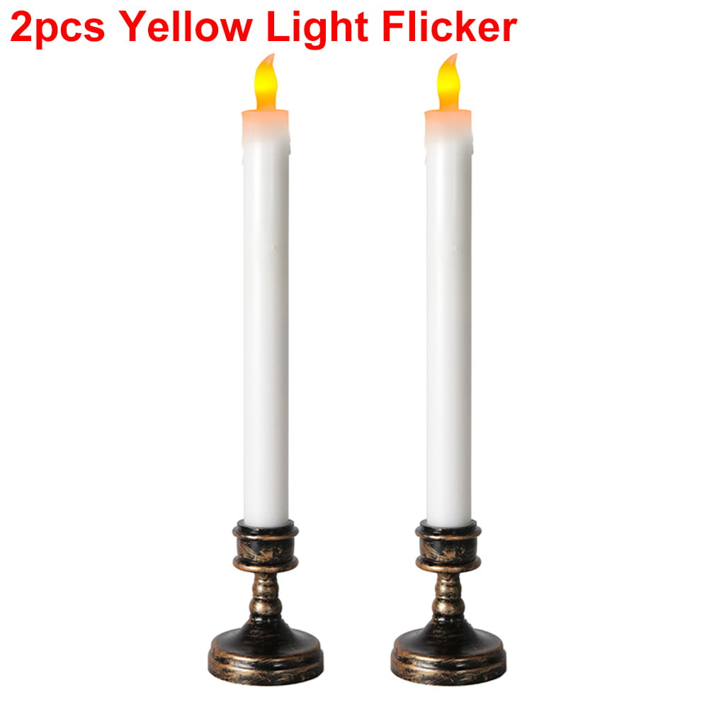 2pcs Window Candles Flickering Flameless LED Electric Lights With Candle Holder 