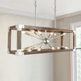 thumbnail image 1 of TOMIYA Coastal Linear Rectangular Chandelier Farmhouse Wood  Silver Sputnik Pendant Light Fixtures Dining Room 12 Light, 1 of 6