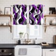 thumbnail image 2 of Purple Stripe Kitchen Curtains Small Short 39 Inch Length, Black Grey White Gradient Striped Geometric Grommet Bedroom Living Room Curtains, Light Filtering Cafe Curtain Drapes 2 Panels Set 55''x39'', 2 of 9