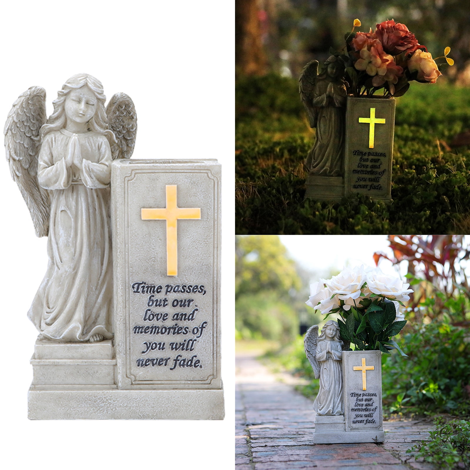 COOLHOOD Angell Statue Garden Decors Fluorescent Angell Figurine Praying Angles Gardens Memorial Sculpture Angles Sculptures