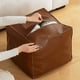 thumbnail image 5 of Leather Storage Ottoman Footstool | Large Capacity Folding Organizer | Dedicated Home Seating & Shoe Changing | 17.7x15.7in | Gray/Brown | Clothes, Toys, Tools Storage | Lightweight | 1pc, 5 of 6