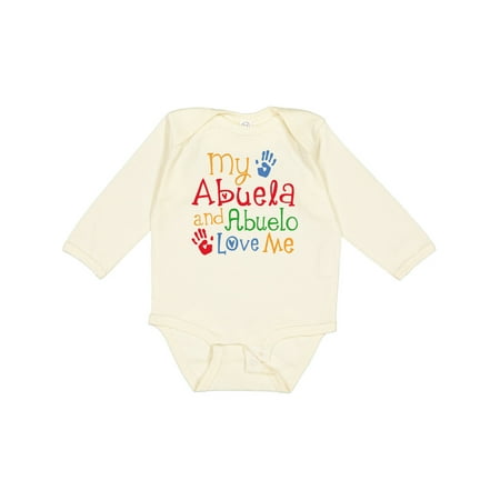 

Inktastic My Abuela and Abuelo Love Me Gift Baby Boy or Baby Girl Long Sleeve Bodysuit