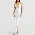 thumbnail image 2 of Women's Sexy Neon Asymmetrical Spaghetti Strap Dress Deep V-Neck Sleeveless Bodycon Midi Club Dress, 2 of 7