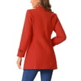 thumbnail image 3 of INSPIRE CHIC Women's Coat Double Breasted Midi Length Stand Collar Long Sleeve Coat L Red, 3 of 6