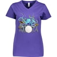 thumbnail image 3 of Inktastic Cute Blue Octopus Drumming Women's V-Neck T-Shirt, 3 of 5
