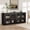 Black-4 doors, variant on 2 Doors/4 Doors Mid Century Modern Accent Cabinet with Doors, Sideboard Buffet Cabinet with Storage, Wood Coffee Bar Media Console Credenza for Living Room, Kitchen, Hallway