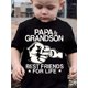 thumbnail image 1 of boys' Cotton T-shirt "PaPa And Grandson Best Friends for Life" Print for Comfortable And Casual Round Neck Short Sleeves, 1 of 6