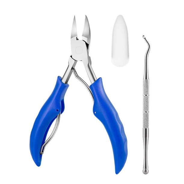 Vogacara Cortaúñas de acero inoxidable para uñas encarnadas, removedor de uñas de los pies, alicates de bolsillo de viaje para manicura y pedicura, Juegos de manicura Azul Vogacara CE003228-03