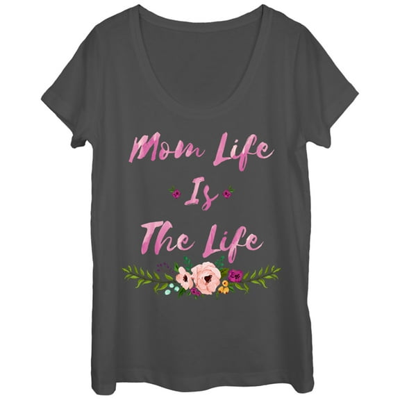 Women's CHIN UP Mom Life is the Life Scoop Neck Charcoal Large