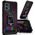 thumbnail image 3 of For Motorola Moto G Stylus 5G 2024 Multi-Functional Card Magnetic Ring Stand Hybrid Camera Case Cover - Dark Purple, 3 of 3