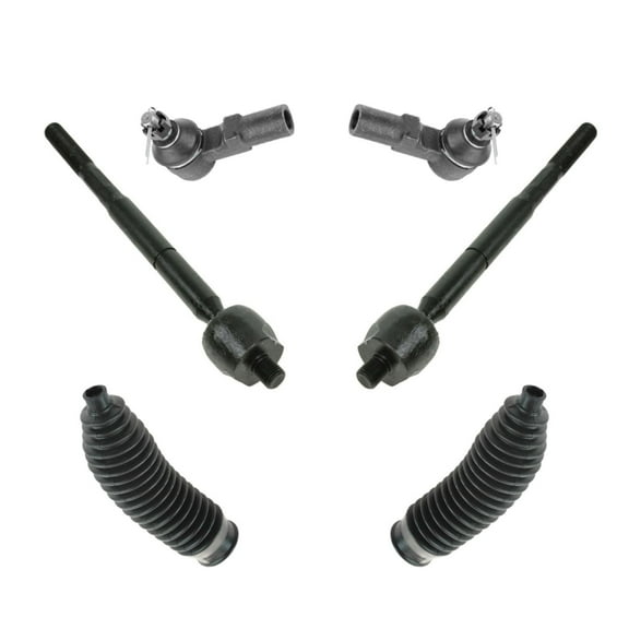 TRQ 6pc Steering Kit Inner Outer Tie Rods w/Boots Bellows for Toyota Tacoma Fits select: 1999-2000,2003-2004 TOYOTA TACOMA XTRACAB