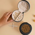 thumbnail image 5 of Fuzoiu Peanuts5 Print Portable Jewelry Box,Round Mini Leather Travel Jewelry Case,Small Travel Jewelry Organizer,Jewelry Holder for Ring Necklace Earring for Women Girls-Black, 5 of 7